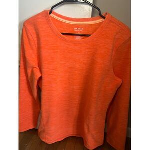 Tek Gear Ultra Soft Fleece Long Sleeve Top Orange Space Dye Women's Large